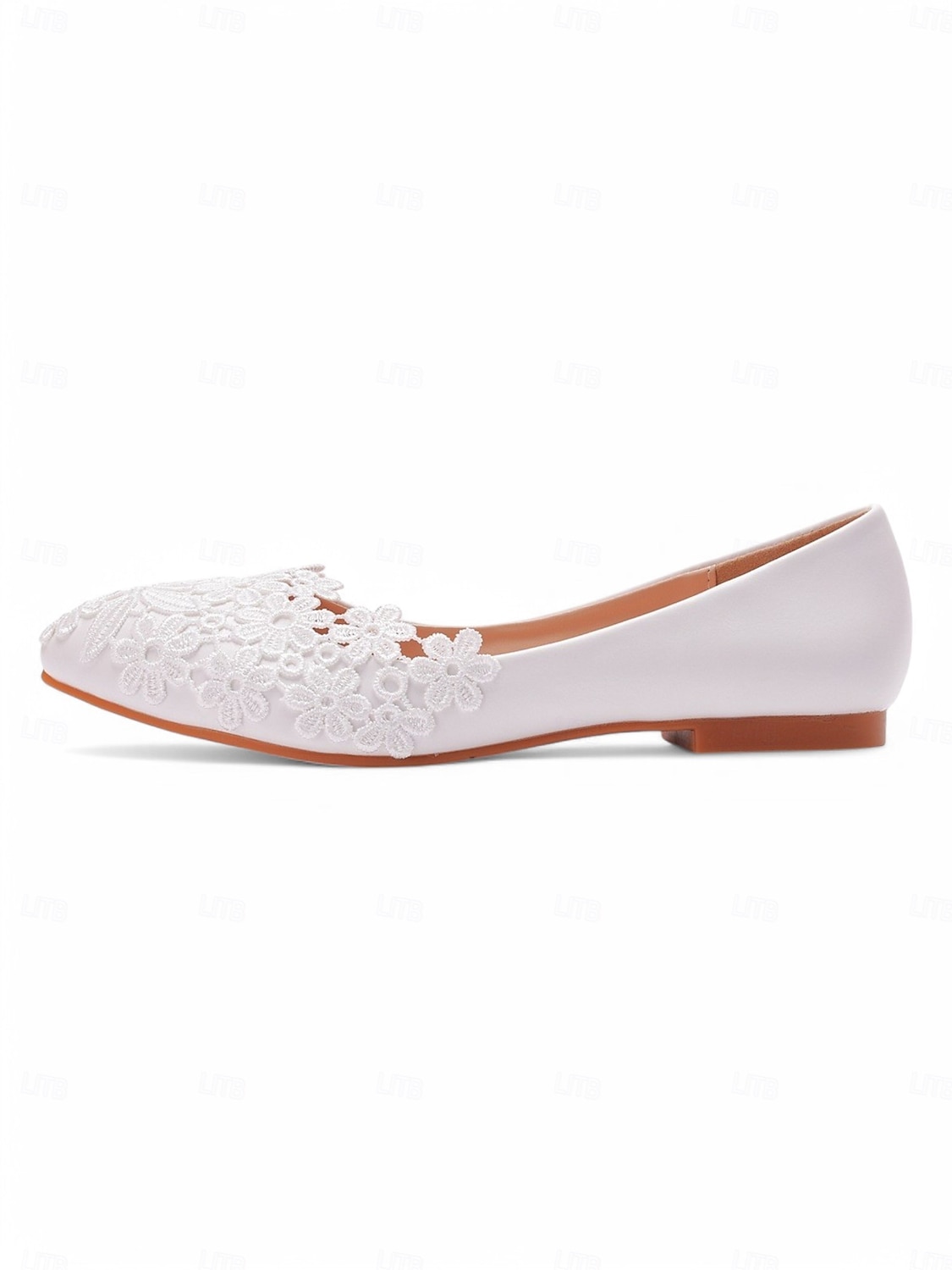ballerines en dentelle blanche pour mariées - chaussures de mariage élégantes brodées de fleurs de 2025 ? $32.99 –P1