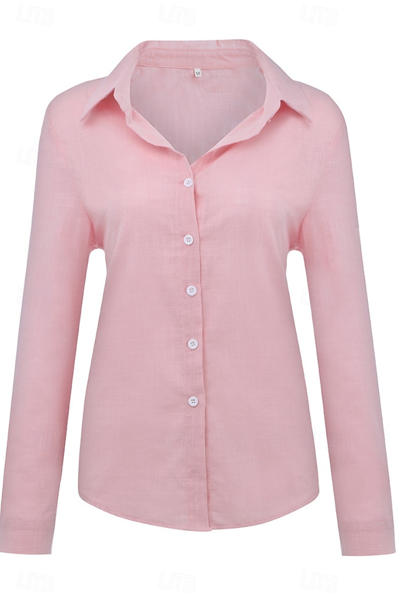 Femmes Chemise Chemises en coton et lin Boutonner Chemisier Uni Moderne Occasionnel manche longue Col de chemise Hauts Réguliers Quotidien Fête Sortir Boutons Noir Blanche Jaune Rose Claire Été de 2025 ? $21.99 –P10