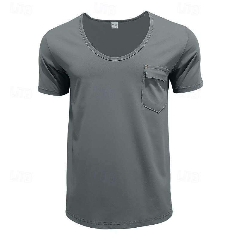 Homme T-shirt Chemise à manches courtes Manche Courte Col en U Été Couleur Unie / Unie Mode Designer Mode Vacances Rue Sortir Noir Blanche Bleu T-shirt haut de gamme pour homme de 2025 ? $19.99 –P3