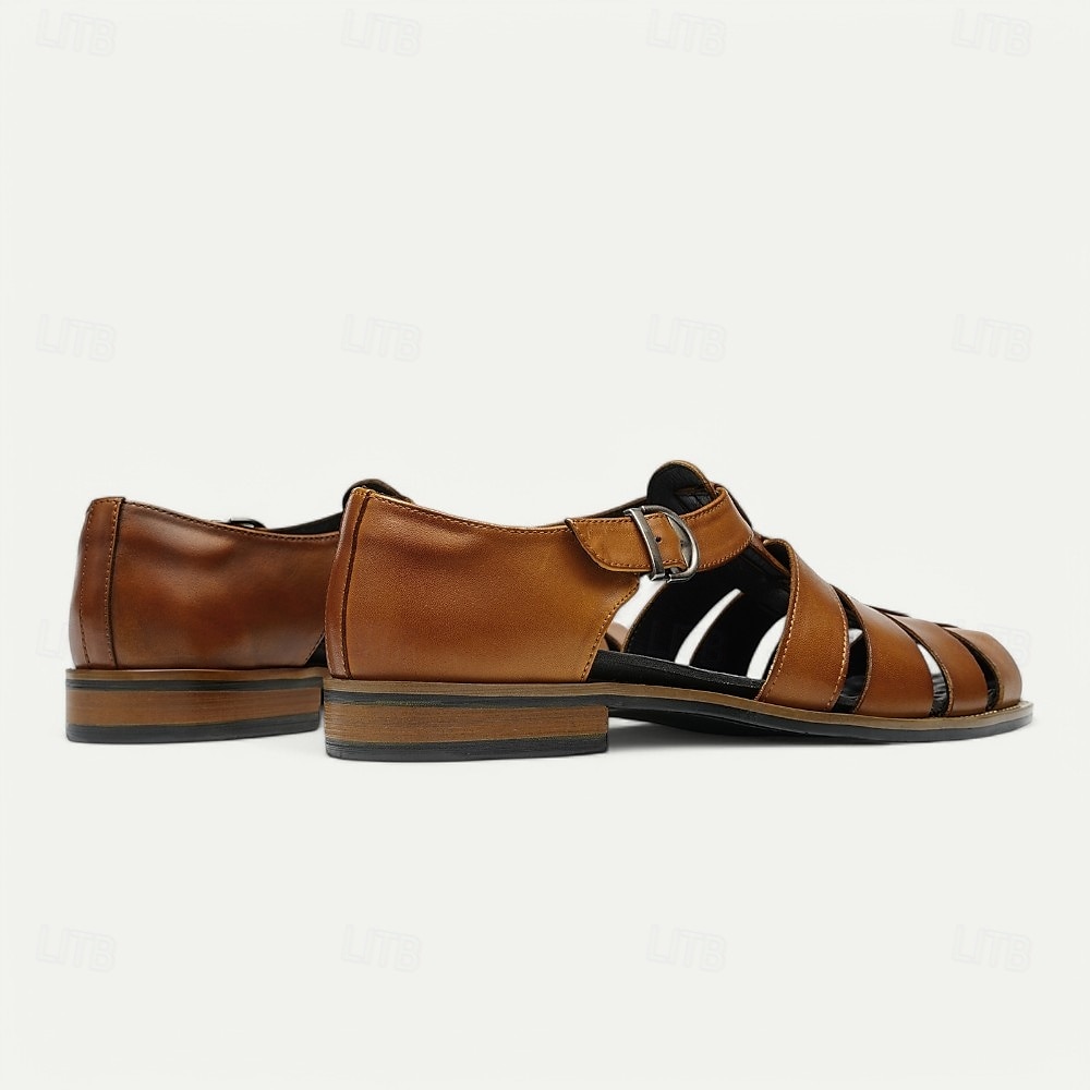 Men's Classic Brown Leather Fisherman Sandals - Versatile Summer Footwear for Casual Outings 2025 - $94.99 –P7