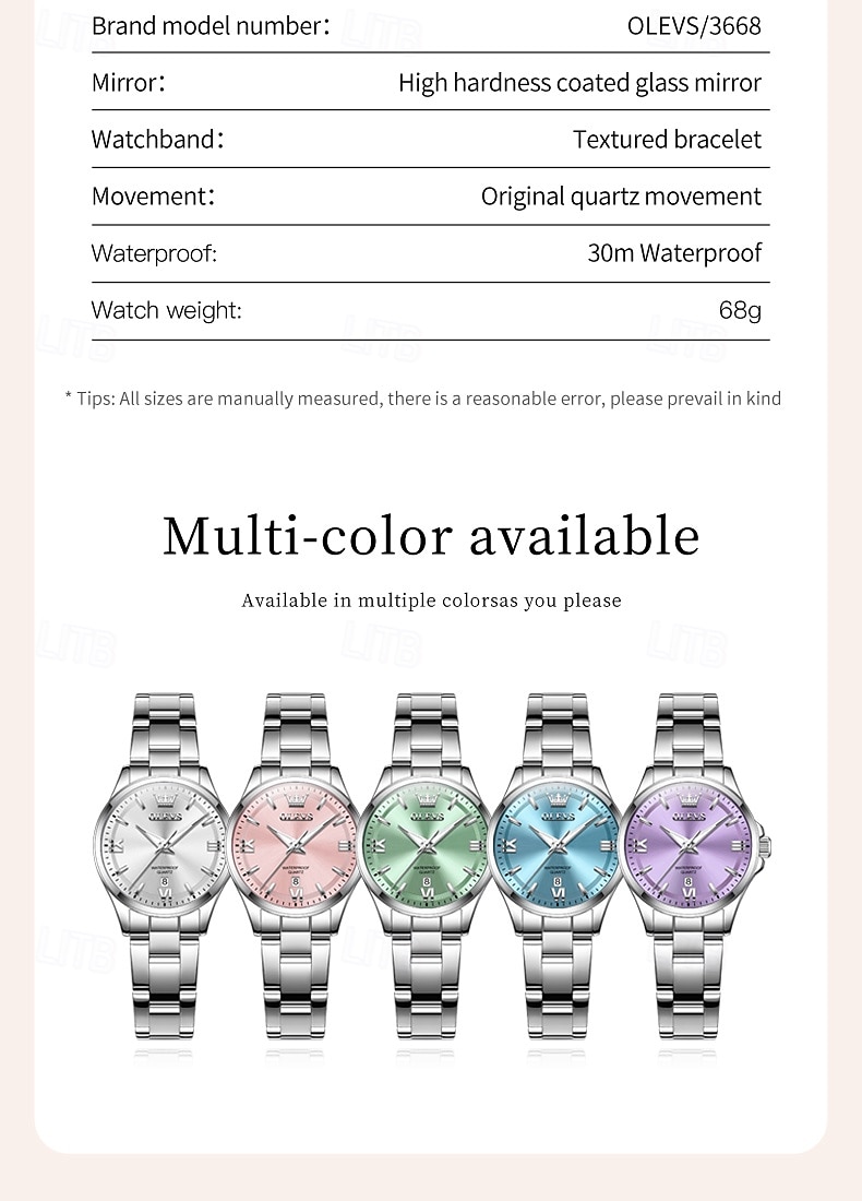 OLEVS 3668 New Women's Quartz Wristwatch Silver Solid Steel Strap Waterpoof Luminous Watch Mother's Day Gift for Woman Simple Fashion Ladies Watch 2026 - $35.99 –P13