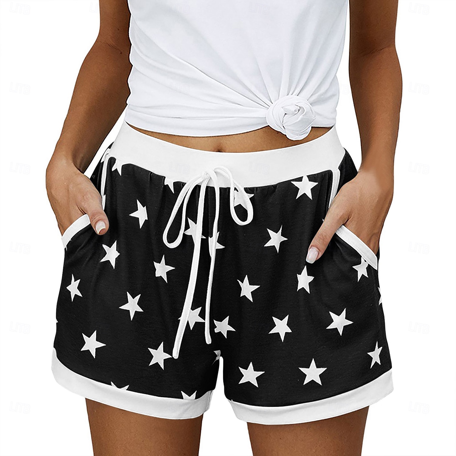 Women's EU / US Size Bermuda shorts Pajamas Track Pants Baggy Shorts Athleisure Athletic Short Medium Waist Star Pocket Printing Basic Outdoor Comfortable Sports Micro-elastic Casual Sports claret 2026 - $20.99 –P3