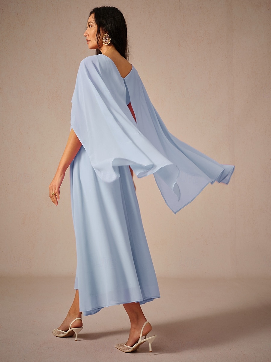 Per donna Abito maxi Abito a trapezio Elegante Formale Feste Ospite di nozze Vestibilità comoda Girocollo Blu ghiaccio Estate del 2025 a $45.99 –P2