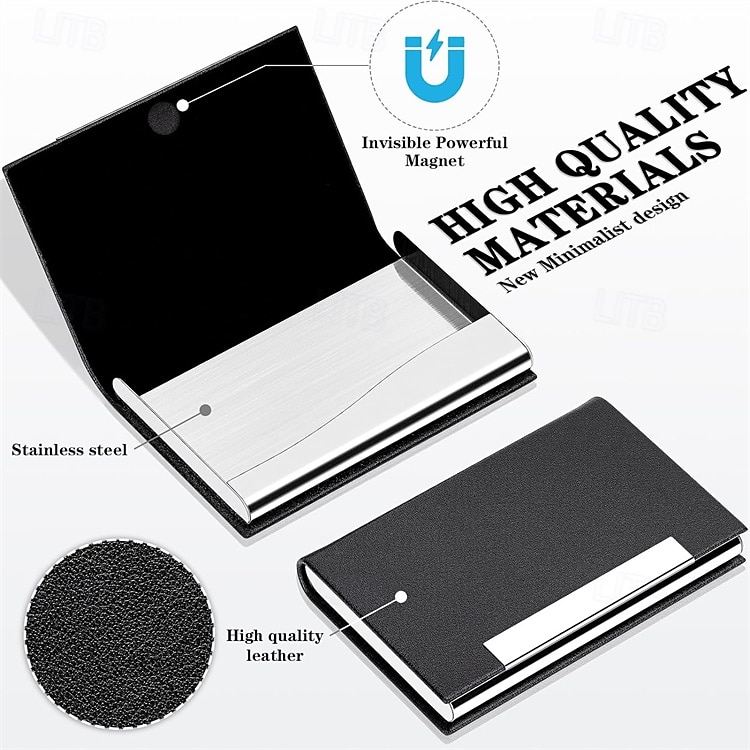 Business Card Holder/ Case Professional PU Leather & Stainless Steel Multi Wallet Credit Card ID Case/Holder 2025 - $9.99 –P3