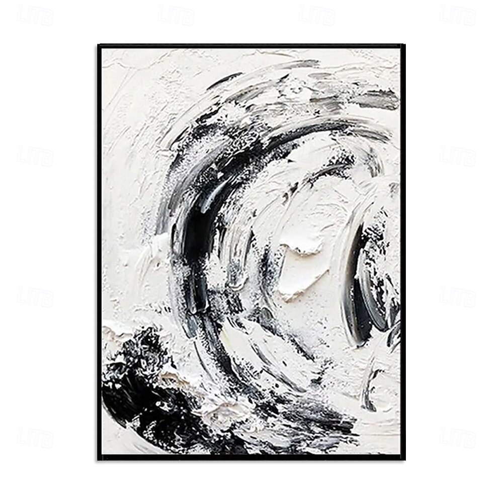 peinture à l'huile faite à la main, décoration murale, abstrait, simple, texture noir et blanc, pour la décoration intérieure, peinture roulée sans cadre, non étirée de 2025 ? $50.99 –P1