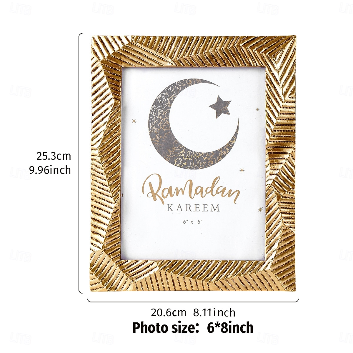 Ramadan Gold Resin Photo Frame, Vintage Picture Frame 4x6, 5x7, 6x8 Inch, Horizontal and Vertical Display, Islamic Festive Home Decor for Bedroom, Study, Office Desk 2025 - $14.49 –P5
