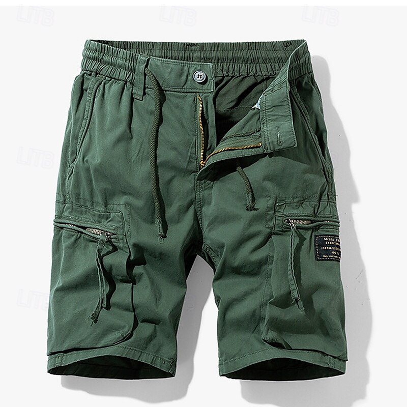 Homens Bermuda Cargo Calção Shorts de verão Com Cordão Cintura elástica Bolso Com Zíper Tecido Conforto Vestível Comprimento do joelho Ao ar livre Esporte Diário Moda Casual Preto Azul Royal de 2025 por $36.99 –P9
