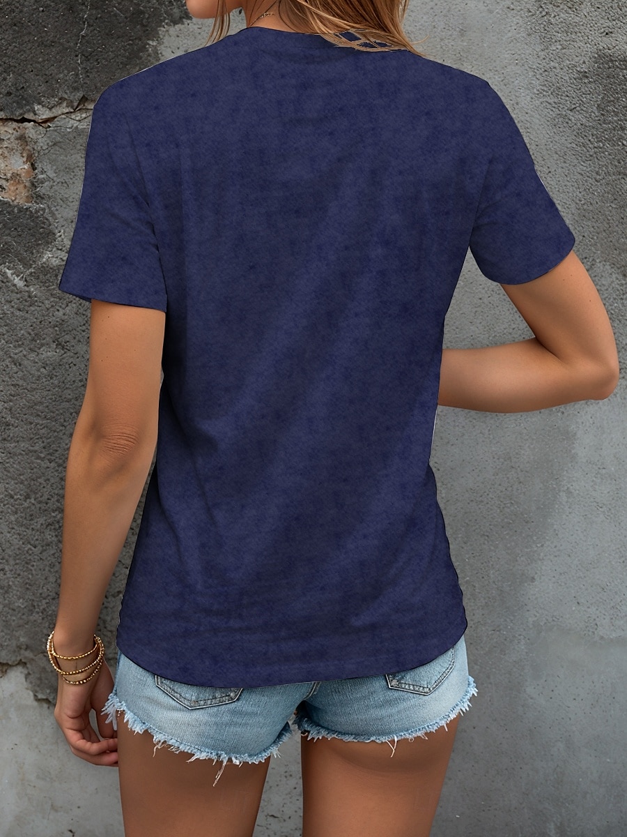 T-Shirt da Donna per il Giorno dell'Indipendenza Grafica Bandiera Lettera Casual Maniche Corte Girocollo Top Regolari Quotidiano Stampa Nera Blu Marrone Estate Primavera del 2025 a $19.99 –P2