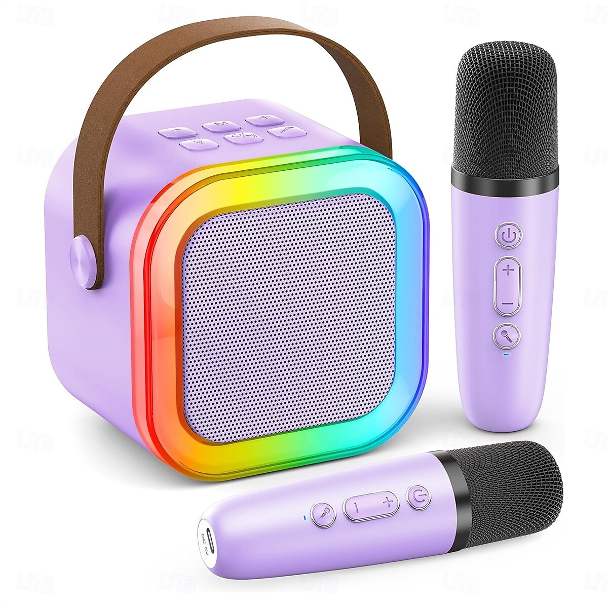 Mini Karaoke Machine Portable Bluetooth Mini Karaoke Microphone Singing Speaker with 2 Wireless Mic and Light  for All Smartphones 2025 - $41.99 –P11