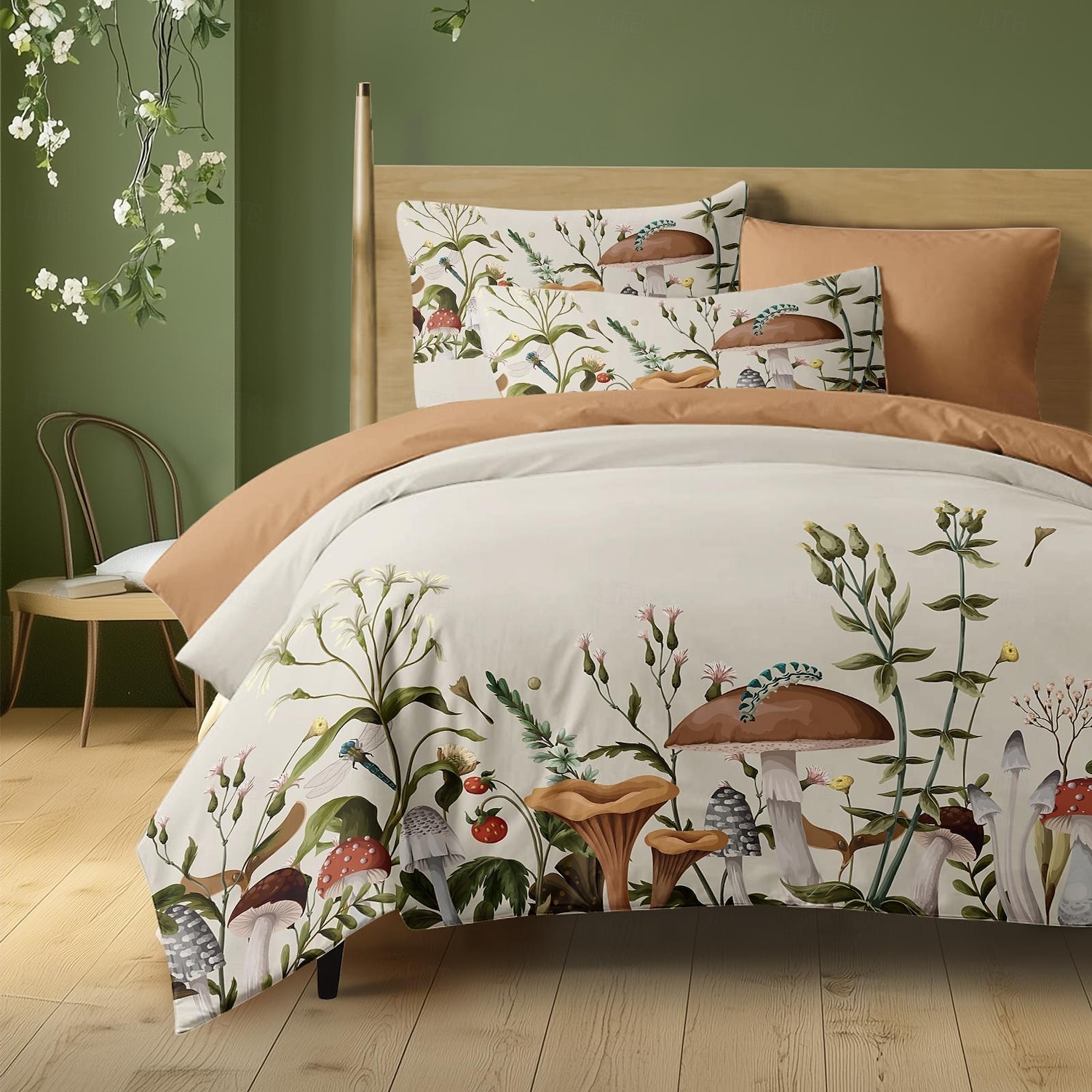 Mushrooms Plants Duvet Cover Full Size Bedding Set Bed Sets Quilt Cover Soft Lightweight Comforter Cover with 2 Pillowcases for Summer Spring 2025 - $60.99 –P6