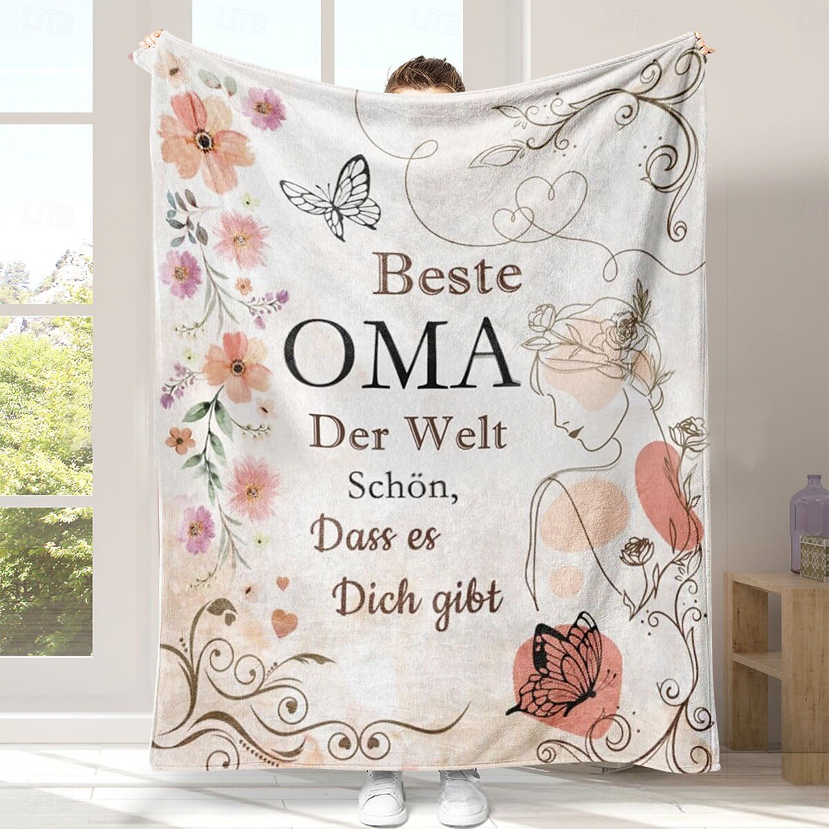 morsdagsteppe, et brev til mor, morsdagsgave myk og koselig, perfekt gave til mor, blomster- eller hjertedesign, varm og behagelig 2025 - $19.99 –P1