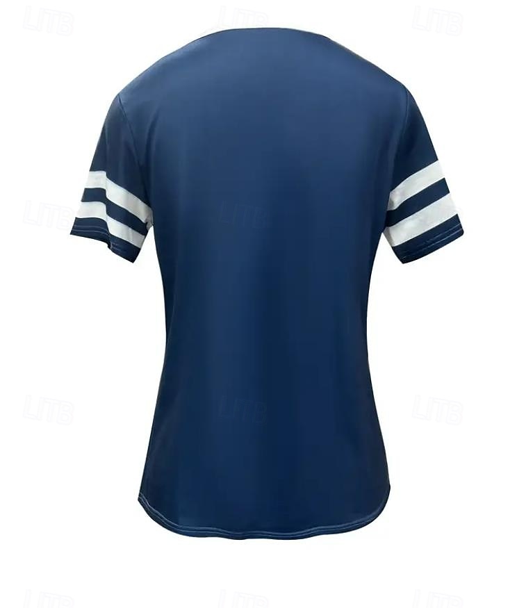 Women's T Shirt Ocean Striped Anchor Casual Short Sleeve Notched Neck Regular Tops Daily Going out Beach Wear Print Navy Blue Summer Spring 2025 - $24.99 –P2