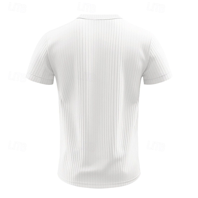 Hombre Camiseta con botones Camiseta Henley Shirt Tee Manga Corta Henley Verano Primavera Plano Moda Design Básico Jacquard Vacaciones Calle Noche Negro Blanco Rojo Camiseta superior para hombre 2025 - $20.99 –P4