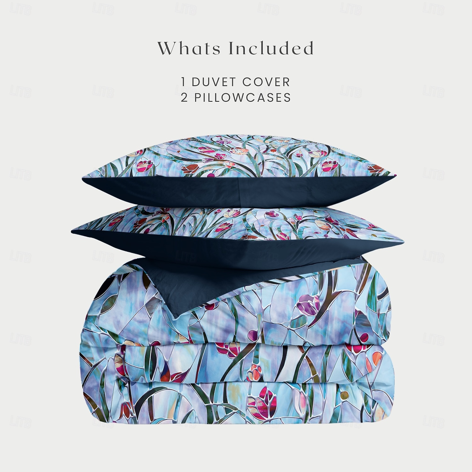 Blommig Duvet-set 100% Bomull Mjuk och Andningsbar Sängkläder med Färgglada Glasblommor Lätt och Hållbar Täcke Bekväm för alla säsonger Lätt att ta hand om 2025 - $60.99 –P6