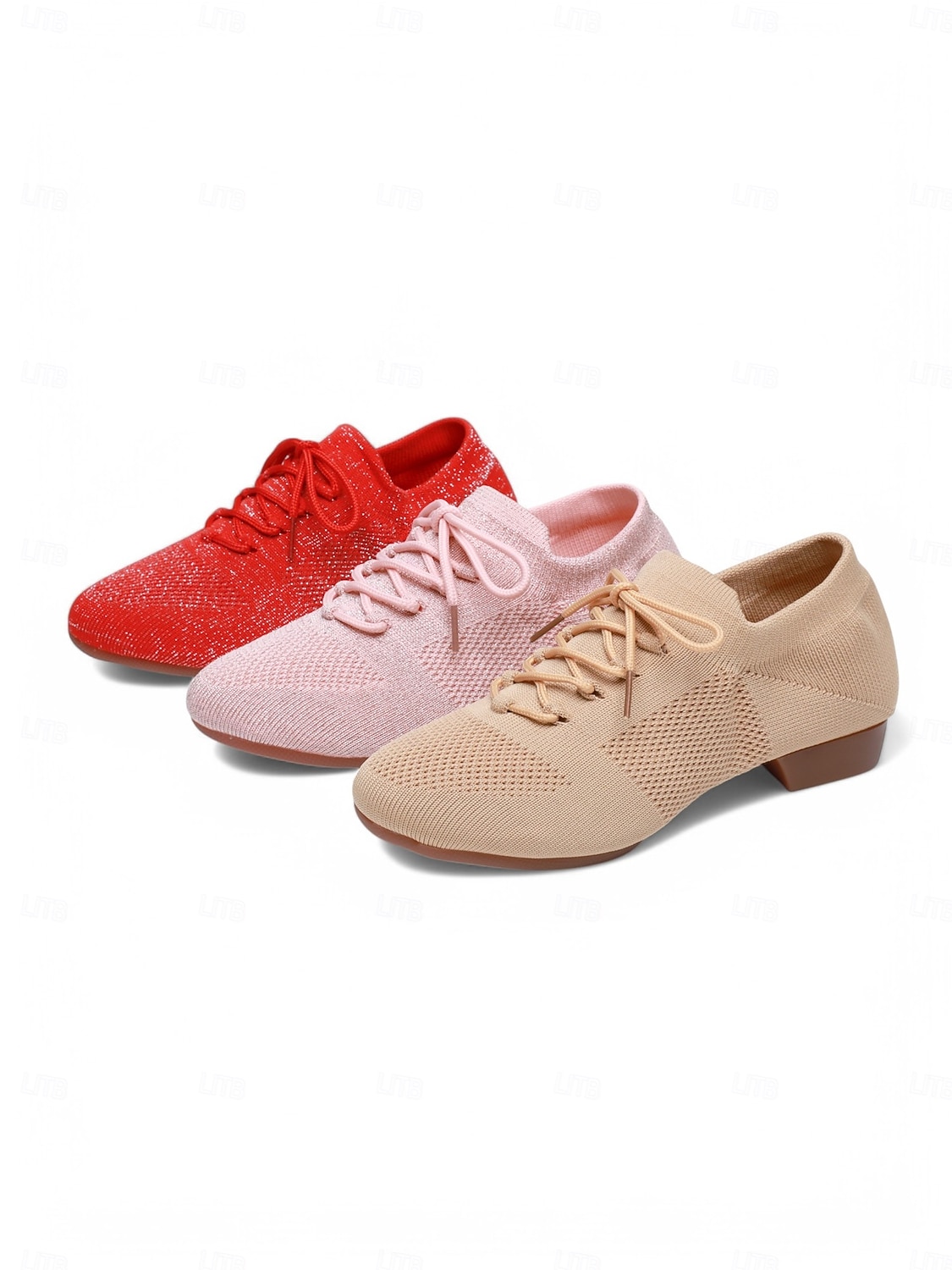 sapatos de dança femininos de malha rosa com cadarço e salto baixo – sapatos confortáveis casuais e de salão de 2025 por $26.99 –P1