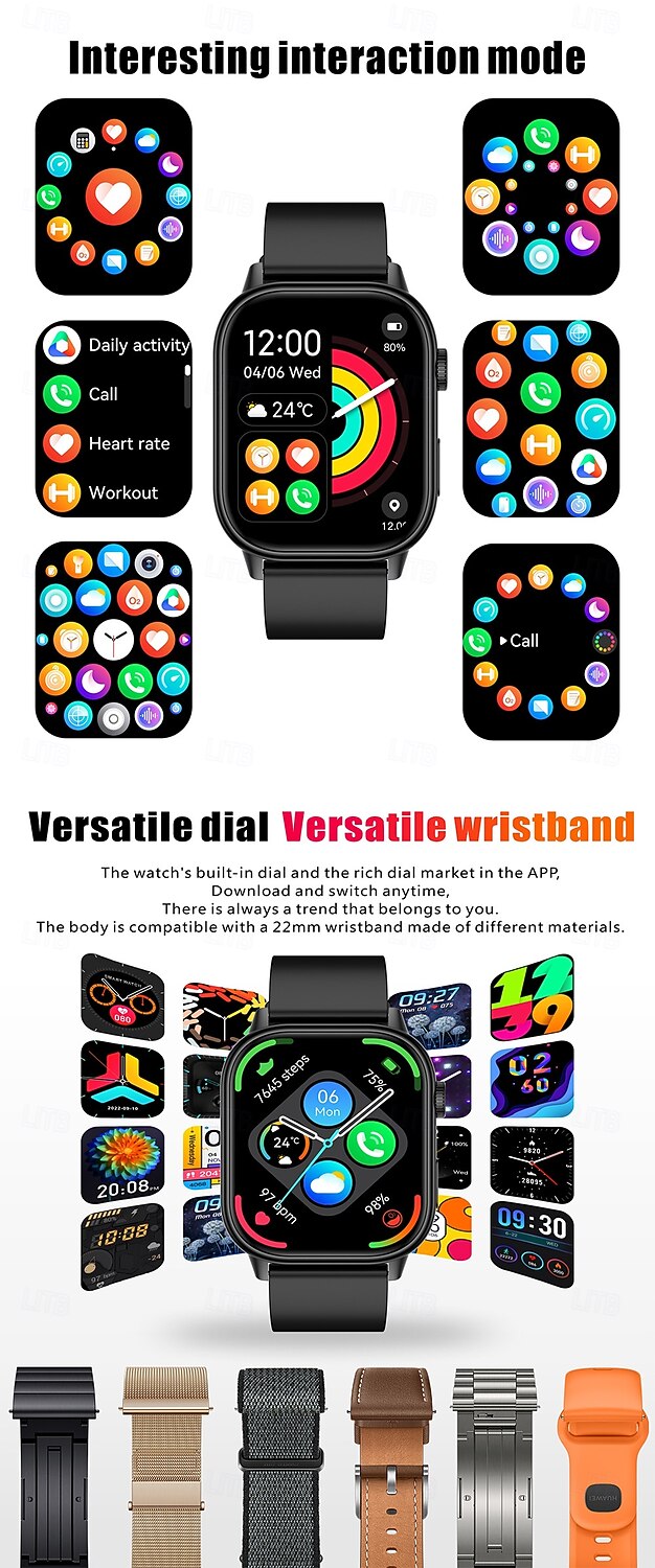 iMosi QX17 Smart Watch 2.01 inch Smartwatch Fitness Running Watch Bluetooth Pedometer Call Reminder Sleep Tracker Compatible with Android iOS Women Men GPS Hands-Free Calls Waterproof IP68 40mm Watch 2025 - $47.99 –P8