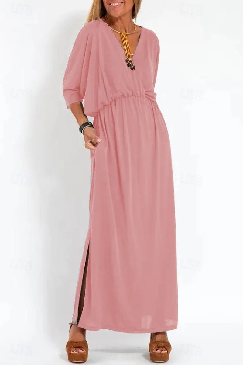 Pentru femei Rochie Lunga Rochie Maxi Rochie casual Rochie de Cocktail Rochie pentru invitata de nunta Rochii din Șifon Modă Vacanță Ieșire Sfârșit de săptămână Fit regulat Simplu Manșon Lung În V 2025 - $25.99 –P8