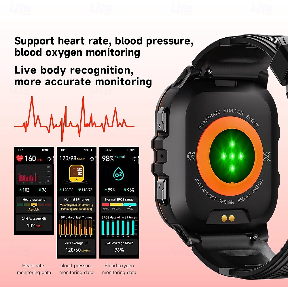 696 Smart Watch Fitness Tracker EKG PPG Bluetooth Samtalspåminnare Android iOS IP67 44mm 1.96 2025 - $64.99 –P9