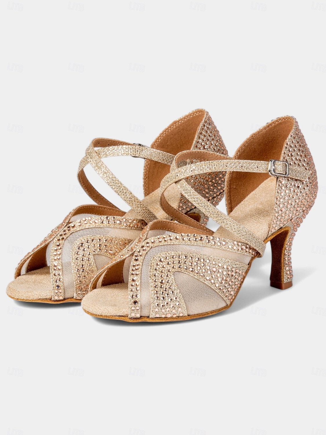 kvinners glitrende rhinestone latinske dansesko - peep toe, justerbare stropper, høyhælte ballroomsandaler for salsa, tango og ytelse 2025 - $46.99 –P4