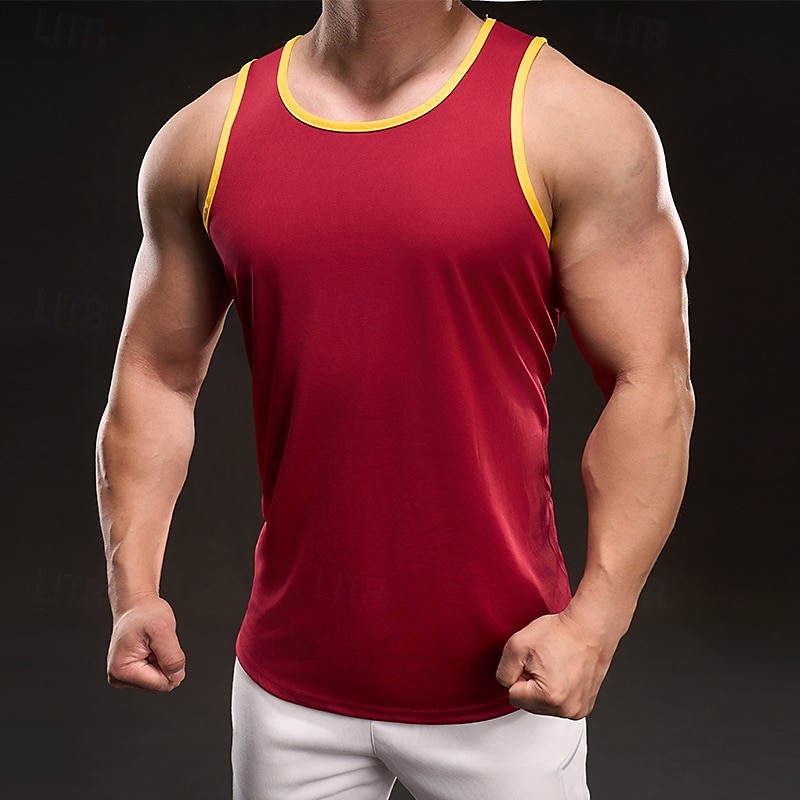 Herre Singleter Vest topp Underskjorte Ermeløs skjorte Ermeløs Crewneck Vår Fargeblokk Mote Designer Feriereise Gate Ut på byen Svart Hvit Gul Topp T-skjorte for menn 2025 - $13.49 –P3