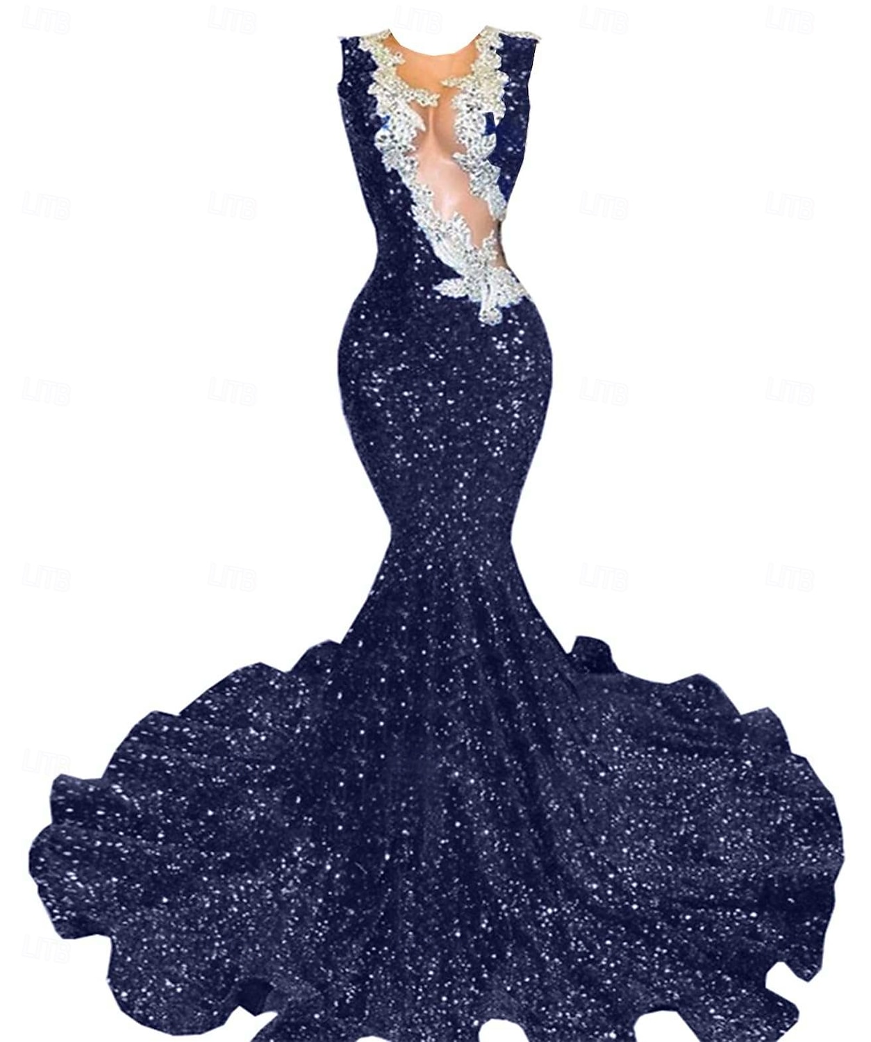 Meerjungfrau  Trompete Abendkleid Partykleid Abendparty Abschlussball Sweep  Brush Zug Ärmellos Schmuckstein-Ausschnitt Spandex mit Glitzer Perlen Pailletten 2025 - $245.99 –P10
