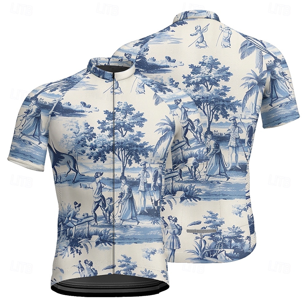 Homme Maillot Velo Cyclisme Manche Courte Cyclisme Tee-shirt Maillot avec 3 poches arrière VTT Vélo tout terrain Respirable Séchage rapide Conception anatomique Mèche Blanche Bleu Graphic Des sports de 2025 ? $20.79 –P11