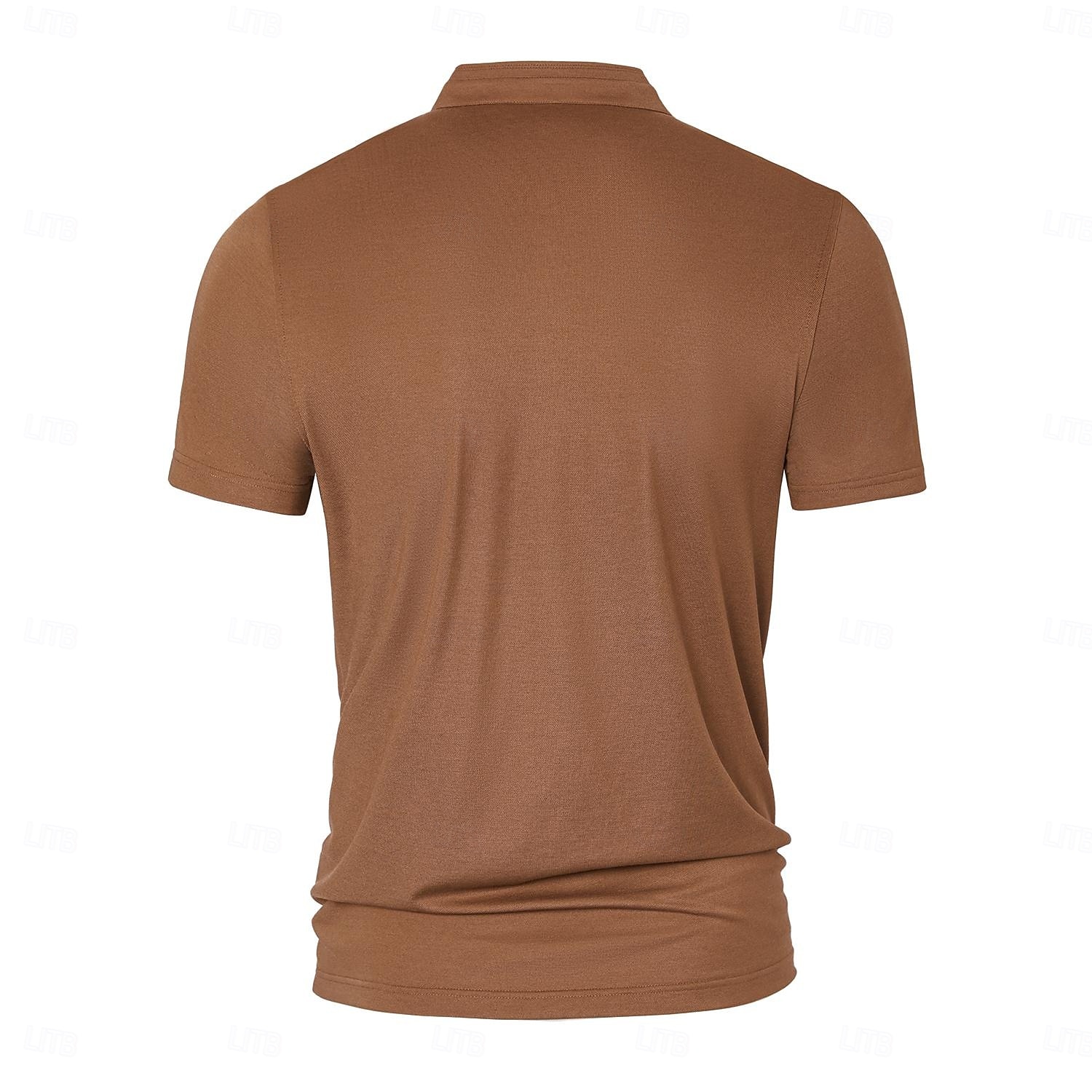heren polo trui van zijde katoenmix, formeel werk, geribbelde kraag, korte mouwen, effen kleur, overhemd, zomer, donkergrijs, zwart, wit, kaki, grijs 2025 - $32.99 –P5