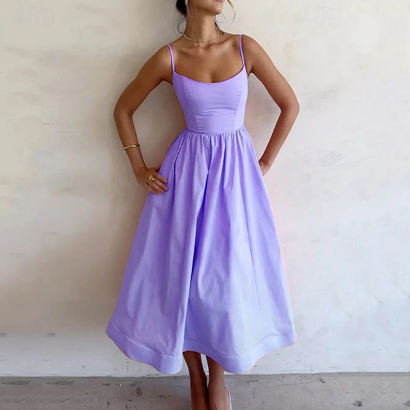 Femmes Robe Midi Robe Blanche Robe de remise des diplômes Robe Nuisette Mode Moderne Anniversaire Remise des Diplômes Date Coupe régulière Uni Sans manches Bretelles spaghetti Blanche Rose Claire de 2025 ? $31.99 –P5