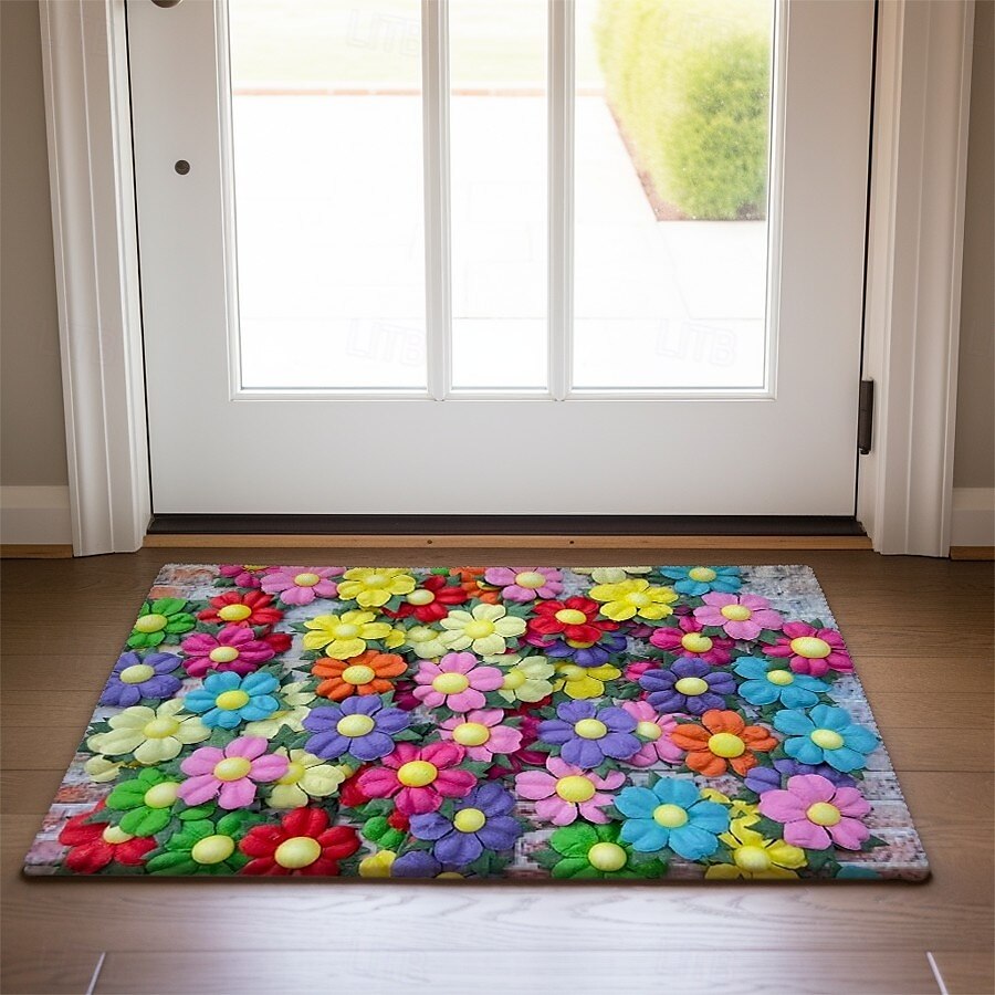 Blumen Fußmatte Küchenmatte Fußmatte rutschfeste Teppich Innen- und Außenmatte Schlafzimmerdekor Badezimmermatte Eingangs-teppich Frühling Sommer 2025 - $13.99 –P3
