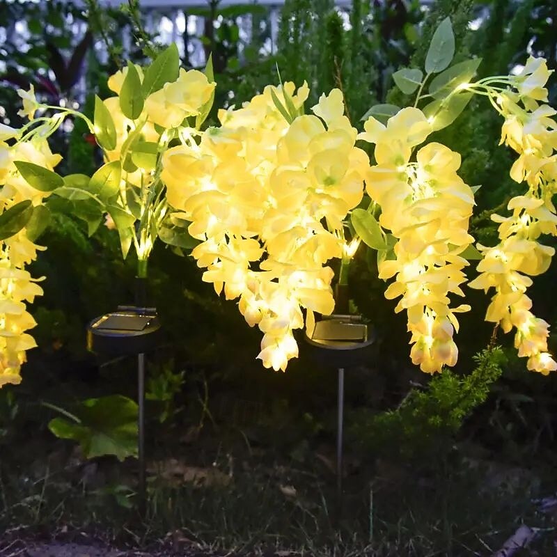 2 szt. lamp solarnych LED na zewnątrz, lampa ogrodowa, kwiat wisteria, oświetlenie patio, wodoodporne oświetlenie LED na ścieżkę, trawnik, ogród, dziedziniec, chodnik, dekoracja świąteczna 2025 - $46.99 –P8