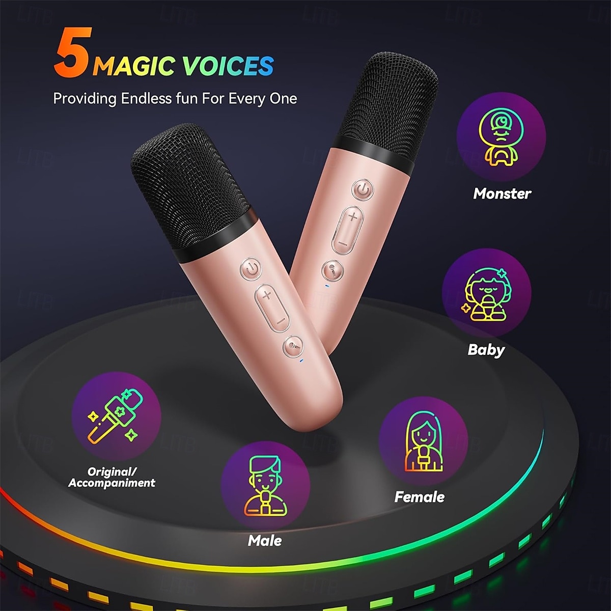 Mini Karaoke Machine Portable Bluetooth Mini Karaoke Microphone Singing Speaker with 2 Wireless Mic and Light  for All Smartphones 2025 - $41.99 –P6