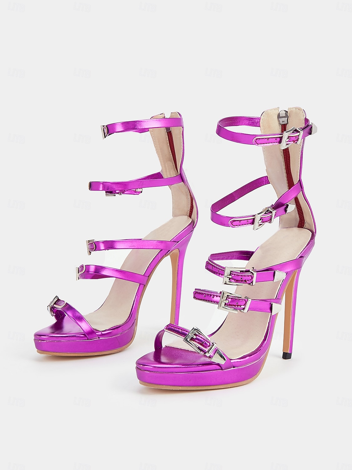 sandales à lanières métalliques vertes pour femmes - chaussures de soirée à talons hauts et à boucle pour une soirée de 2025 ? $54.99 –P3