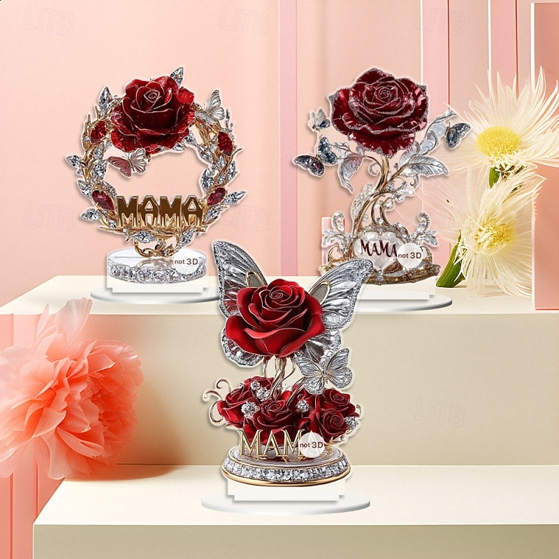 Cadeau de rose plate 2D pour femme, cadeau d'anniversaire de femme, cadeau de rose pour maman, imitation de rose en cristal, rose éternelle, meilleure amie de la femme, petite amie, pas besoin de 2025 ? $12.99 –P1