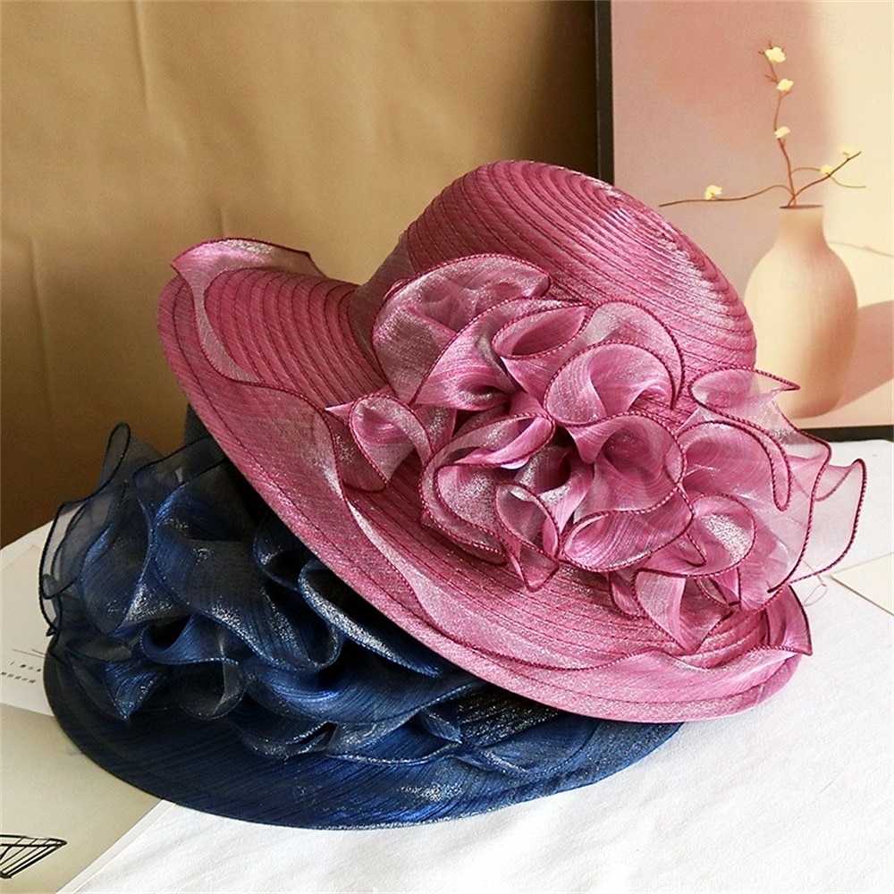 2026年 帽子 オーガンジー サンハット ウェディング ホリデーティーパーティー 競馬 カクテル エレガント ビンテージ かわいい 花のヘッドドレス 帽子  コレクション – $16.49 –P3