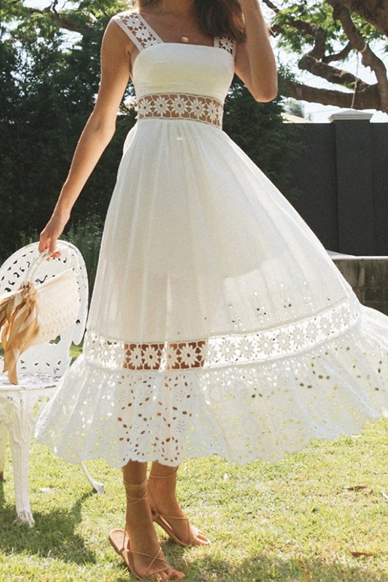 Women's Midi Dress White Dress Graduation Dress Elegant Fashion Modern Vacation Birthday Going out Regular Fit Plain Sleeveless U Neck White Summer 2025 - $32.99 –P9