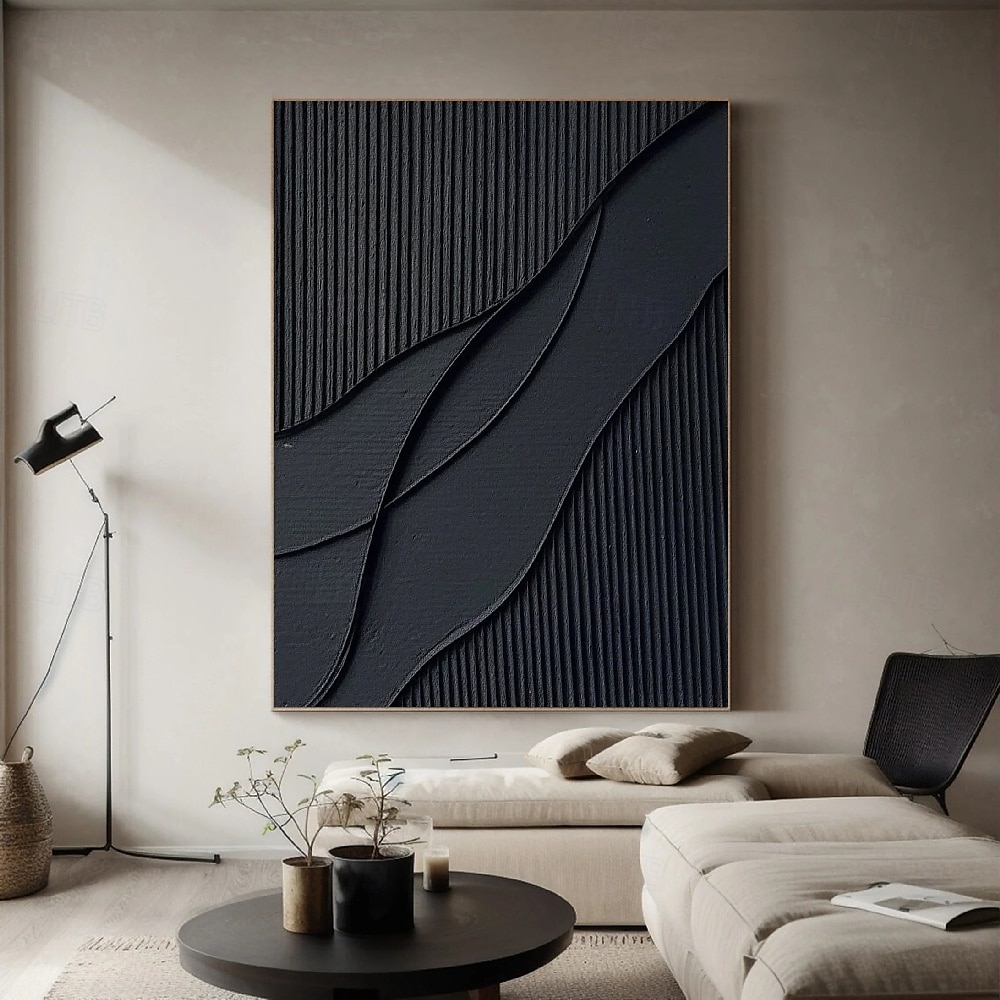 Large Abstract Canvas Black Minimalist painting handmade Abstract Painting Nordic Abstract Painting for Living Room Abstract Painting Boho Abstract Wall Art painting 2025 - $125.99 –P1