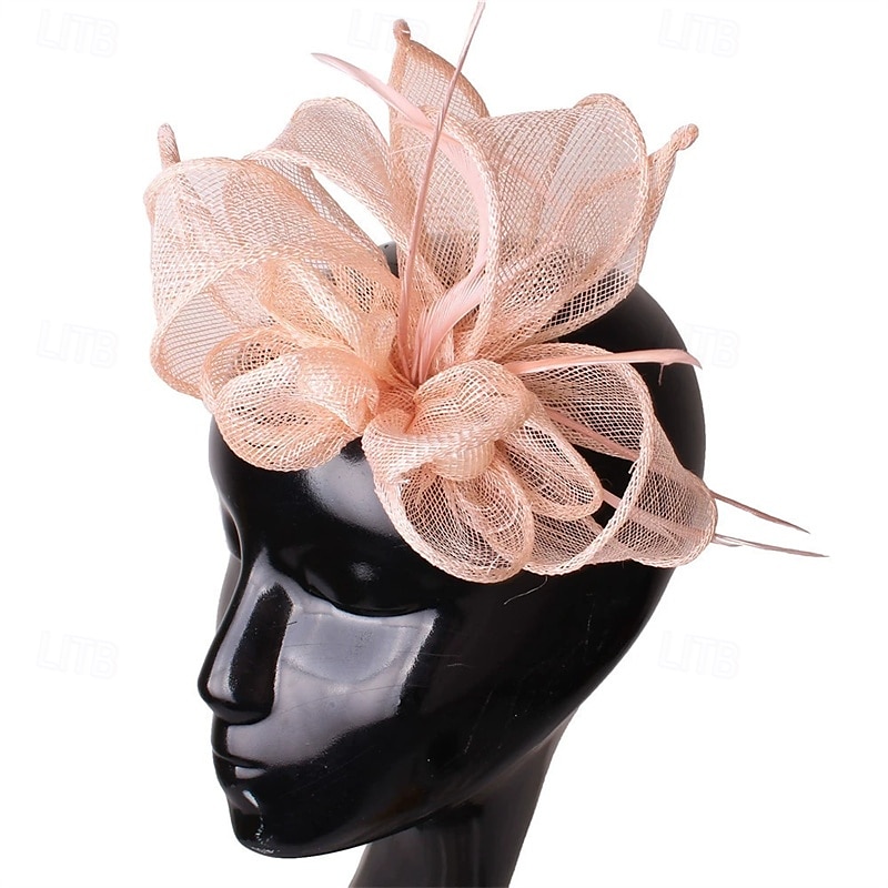 Tocados Lino Artificial Plumas Boda Fiesta de Noche Elegante Boda Con Pluma Celada Sombreros 2025 - $20.99 –P5