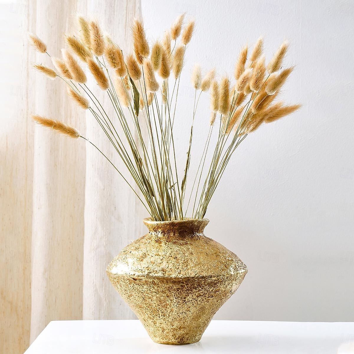 مزهرية زخرفية مستوحاة من الجرار الخزفية العتيقة – مزهرية زهور عتيقة من الراتينج باللون الذهبي/الفضي، مصنوعة يدويًا للمنزل &قطعة ديكور للحفلات 2025 - $16.99 –P4