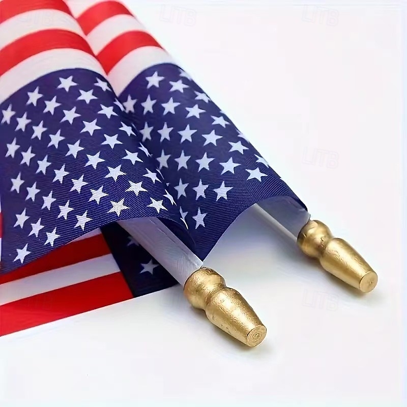 2025年 1個 USアメリカン Stick Flags 小型ミニUSA手持ちフラッグ 7月4日装飾、退役軍人パーティー、メモリアルデー  コレクション – $8.99 –P6