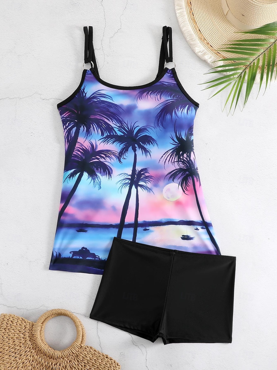 Dam Plusstorlekar Badkläder Tankini 2 st Längre baddräkt Pojkeben Baddräkt Hög midja Stickat Stylish Sportig Paisley Genomskinlig Rund hals Ärmlös Baddräkter 2025 - $24.99 –P13