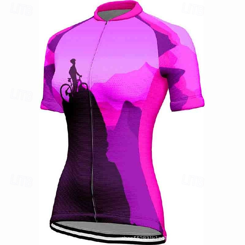Women's Cycling Jersey Graphic Short Sleeve Bike Tee Tshirt Jersey with 3 Rear Pockets Mountain Bike MTB Quick Dry Anatomic Design Wicking Breathable Sports Blue Fuchsia Orange Clothing Apparel 2026 - $23.99 –P8