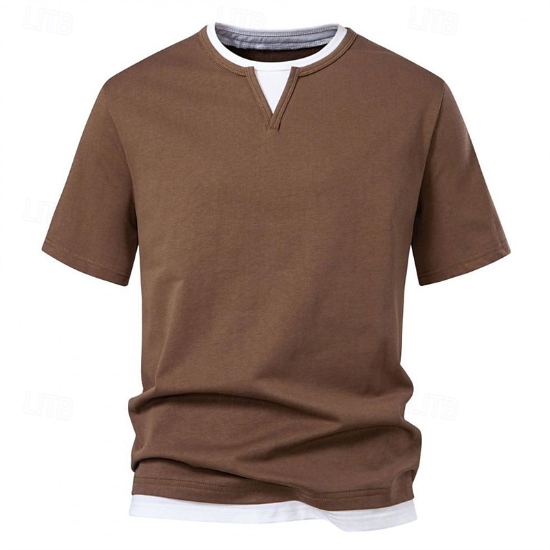 Men's T Shirt Tee Short Sleeve Shirt Tee Top Short Sleeve Crew Neck Summer Plain Fashion Designer Basic Patchwork Vacation Street Going out Black Light Green Dark Grey Top Tee for Men 2025 - $32.99 –P8