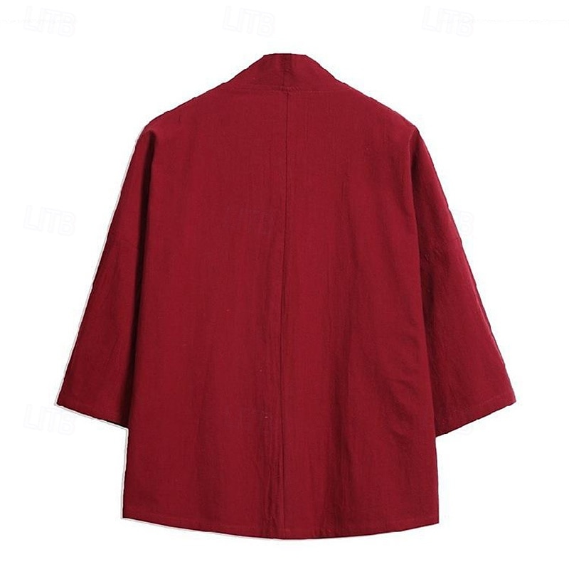 Men's Shirt Linen Shirt Casual Shirt Cotton Shirt Bird Vacation Holiday Black Wine Navy Blue Gray Long Sleeve V Neck Summer Clothing Apparel Embroidered 2025 - $25.99 –P8