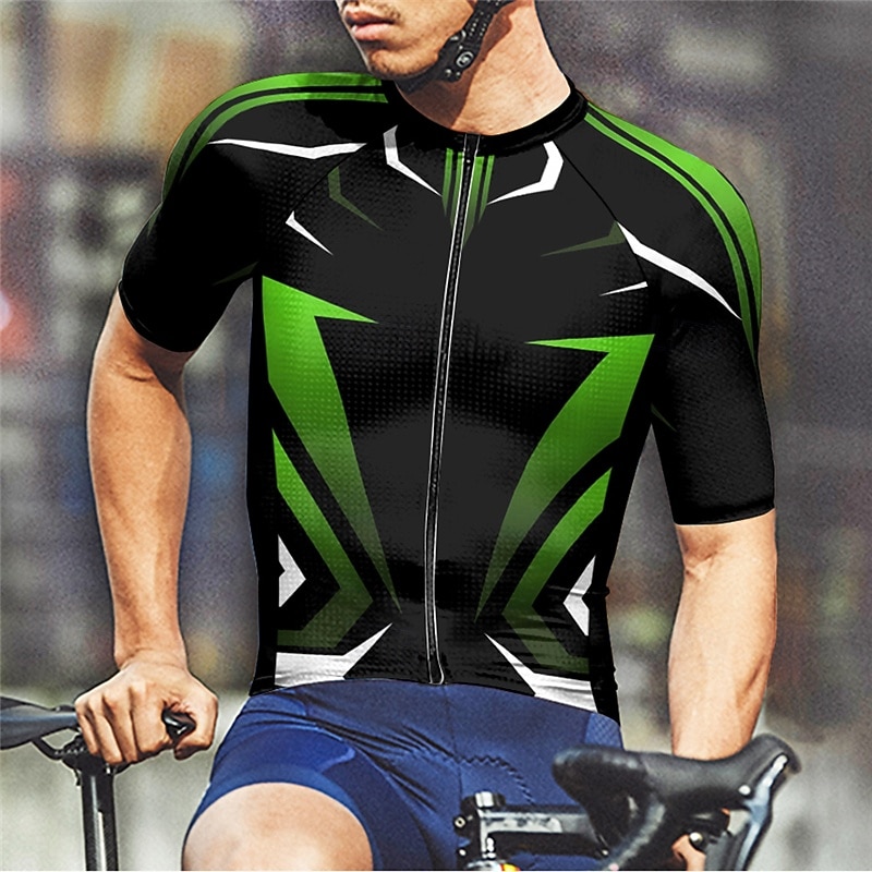 Men's Cycling Jersey Geometric Short Sleeve Bike Tee Tshirt Jersey with 3 Rear Pockets Mountain Bike MTB Quick Dry Anatomic Design Wicking Breathable Sports Yellow Red Blue Clothing Apparel 2026 - $28.99 –P15