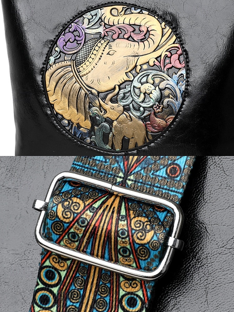 Women's Vintage Elephant Embossed Shoulder Bag – Boho Faux Leather Crossbody Purse with Adjustable Strap, Casual Travel & Everyday Handbag 2025 - $18.99 –P8