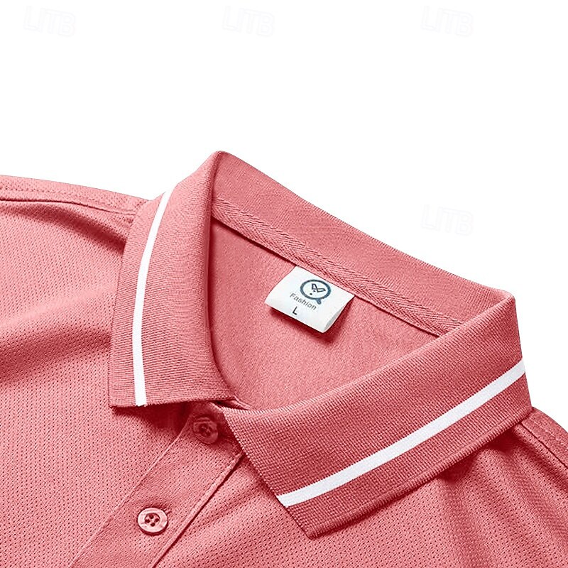 Multi Packs 2pcs Men's Lapel Short Sleeves White+Pink Button Up Polos Golf Shirt Golf Polos Shirts Plain Vacation Daily Wear Polyester Summer 2025 - $22.99 –P9