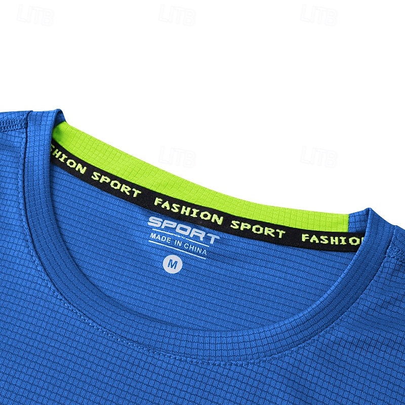 Herren T-Shirt Kurzarmshirt Kurzarm Rundhalsausschnitt Frühling & Herbst Einfarbig Mode Designer Schnelltrocknend reflektierende Streifen Urlaub Straße Ausgehen Blau Marineblau Schwarz Top T-Shirt 2026 - $16.49 –P1