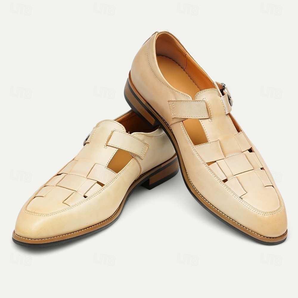 Men's Chic White Leather Monk Strap Shoes - Stylish Choice for Summer Weddings and Formal Events 2025 - $94.99 –P8