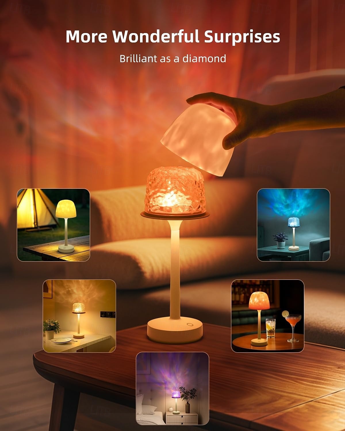 Projecteur sans fil à vagues océaniques, lampe de table à changement de couleur RVB, veilleuse portable à piles, projecteur d'aurores boréales à LED avec télécommande pour chambre à coucher, salon, de 2025 ? $32.99 –P6