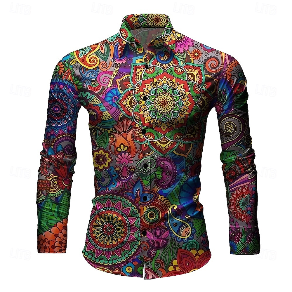 Retró 1970-es évek Ing Aloha ing Hippi Paisley Jelmez Férfi Álarcos mulatság Parti Hétköznapi viselet Pride Parade Felnőttek Ing 2025 - $20.99 –P3